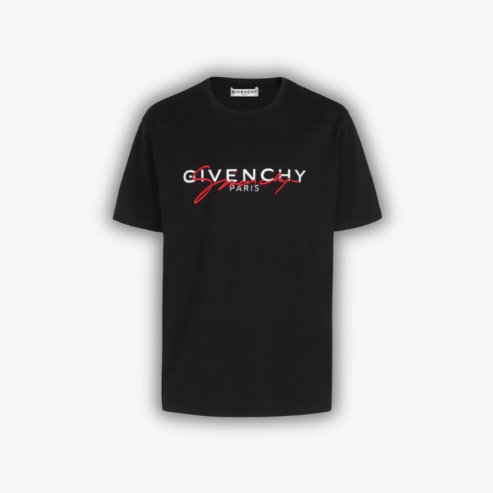 Givenchy Multi-Logo Embroidered T-Shirt - Black/Red