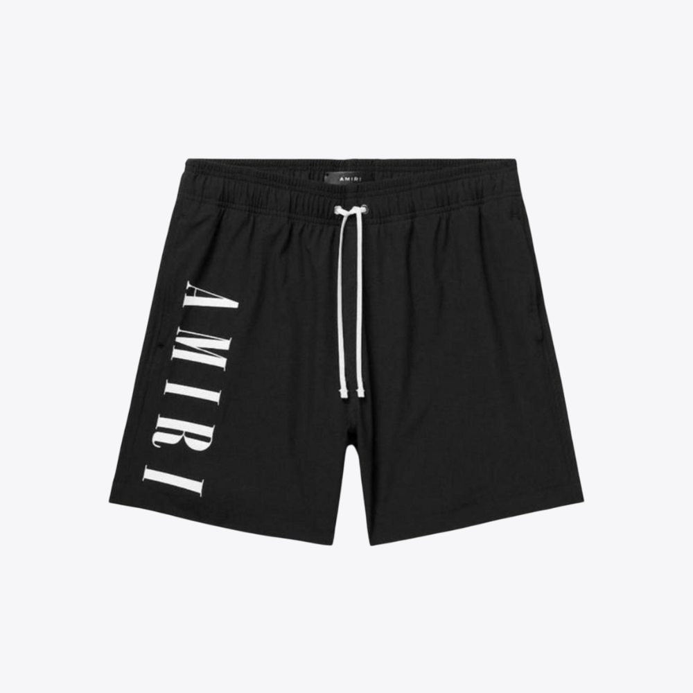 Amiri Vertical Logo Printed Swim Shorts - Black/White