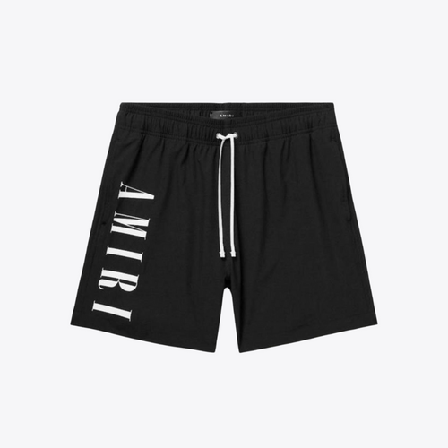 Amiri Vertical Logo Printed Swim Shorts - Black/White