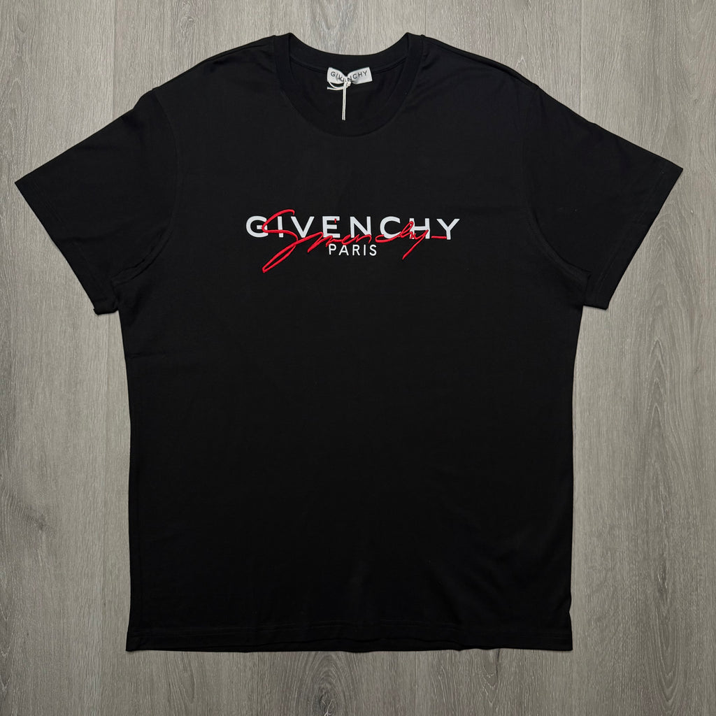 Givenchy Multi-Logo Embroidered T-Shirt - Black/Red