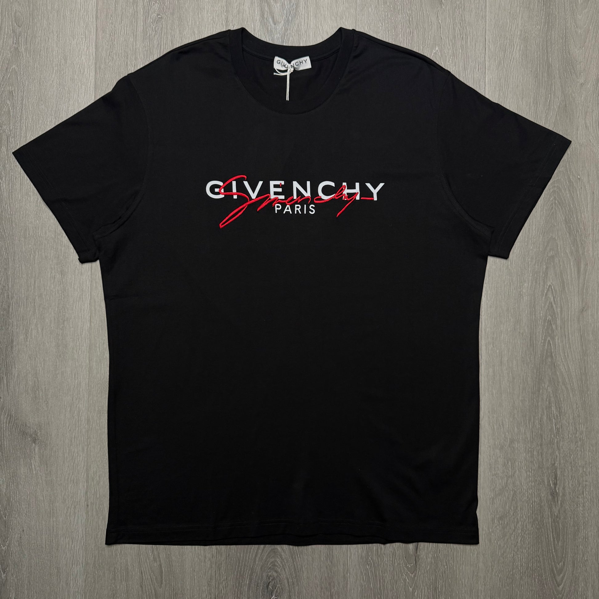 Givenchy Multi-Logo Embroidered T-Shirt - Black/Red