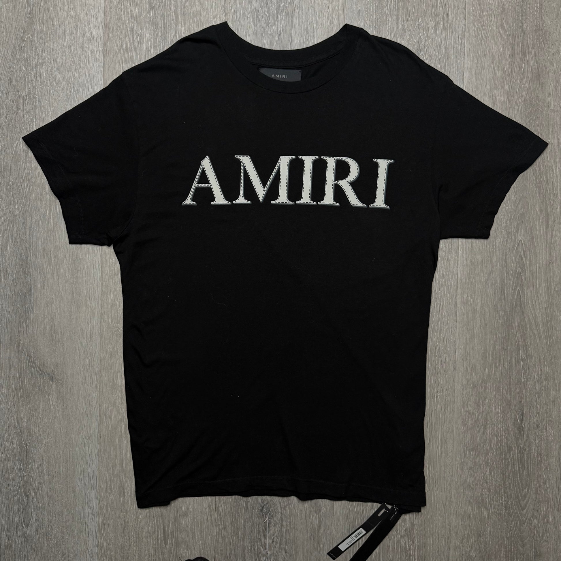 Amiri Logo Printed Crewneck T-Shirt - Black/Off-White