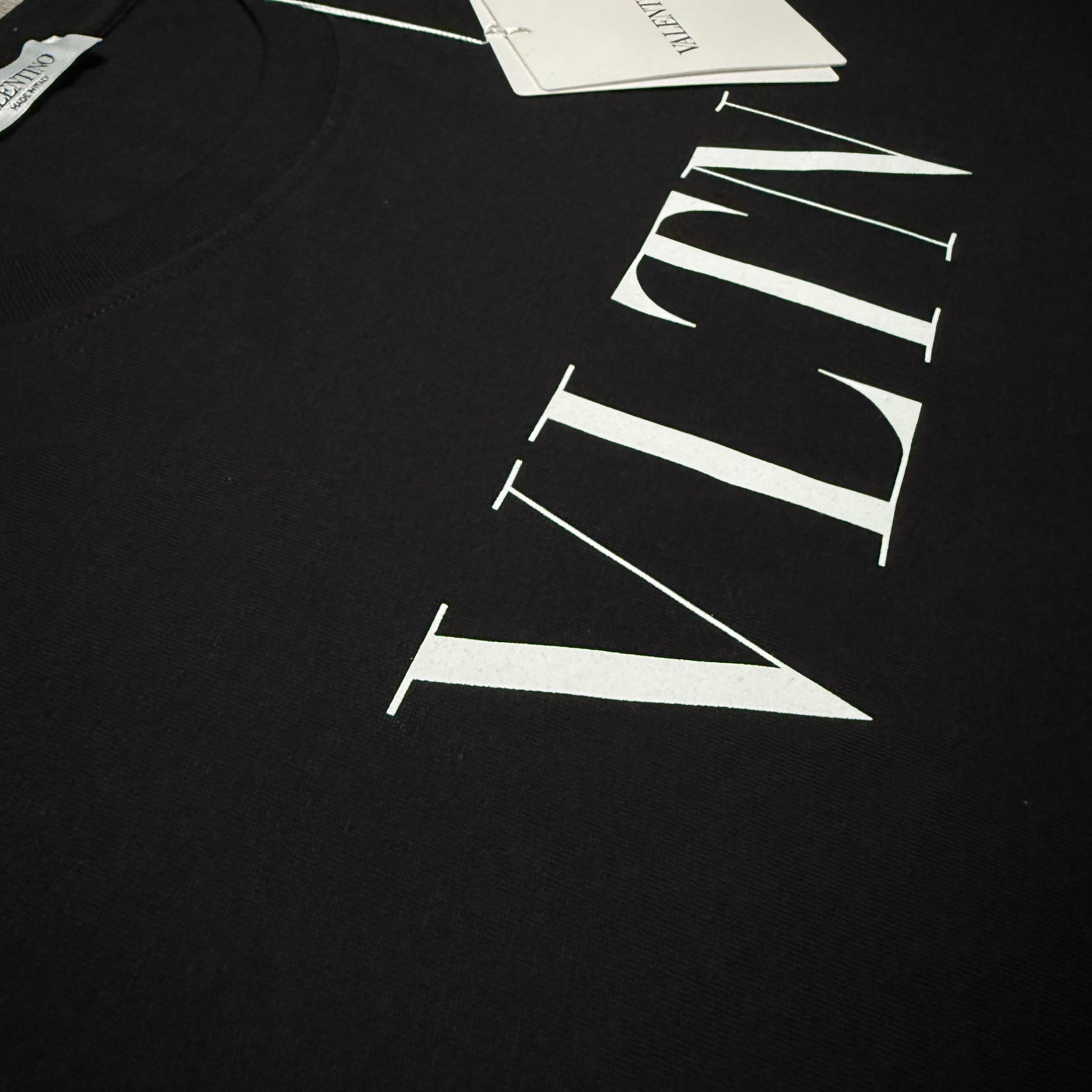 Valentino White Bold VLTN Print Logo T-Shirt - Black/White
